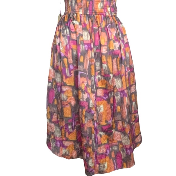 Band Of Gypsies Midi Length High-Low Wide Strap Smocked Back Dress Sz Md - Picture 10 of 11